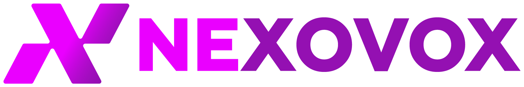 NEXOVOX full digital logo with pink and purple gradient, transparent background